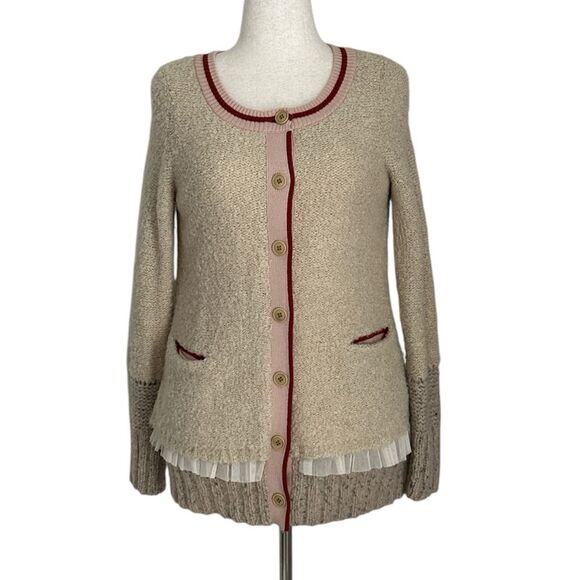 Anthropologie Sweaters - Charlie & Robin Anthropologie Wool Blend Romantic Boho Tiered Tulle Cardigan  M